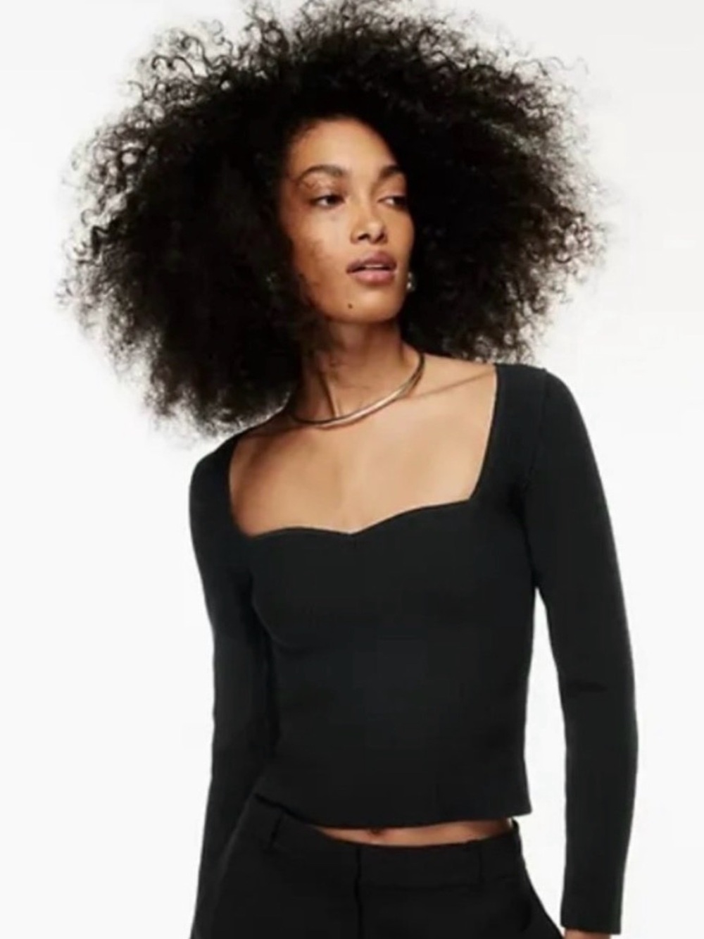 Aritzia Babaton Sculpt Knit Sweetheart long sleeve top small black